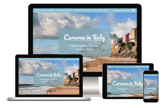 A website design for a caravan company shown on multiple devices.