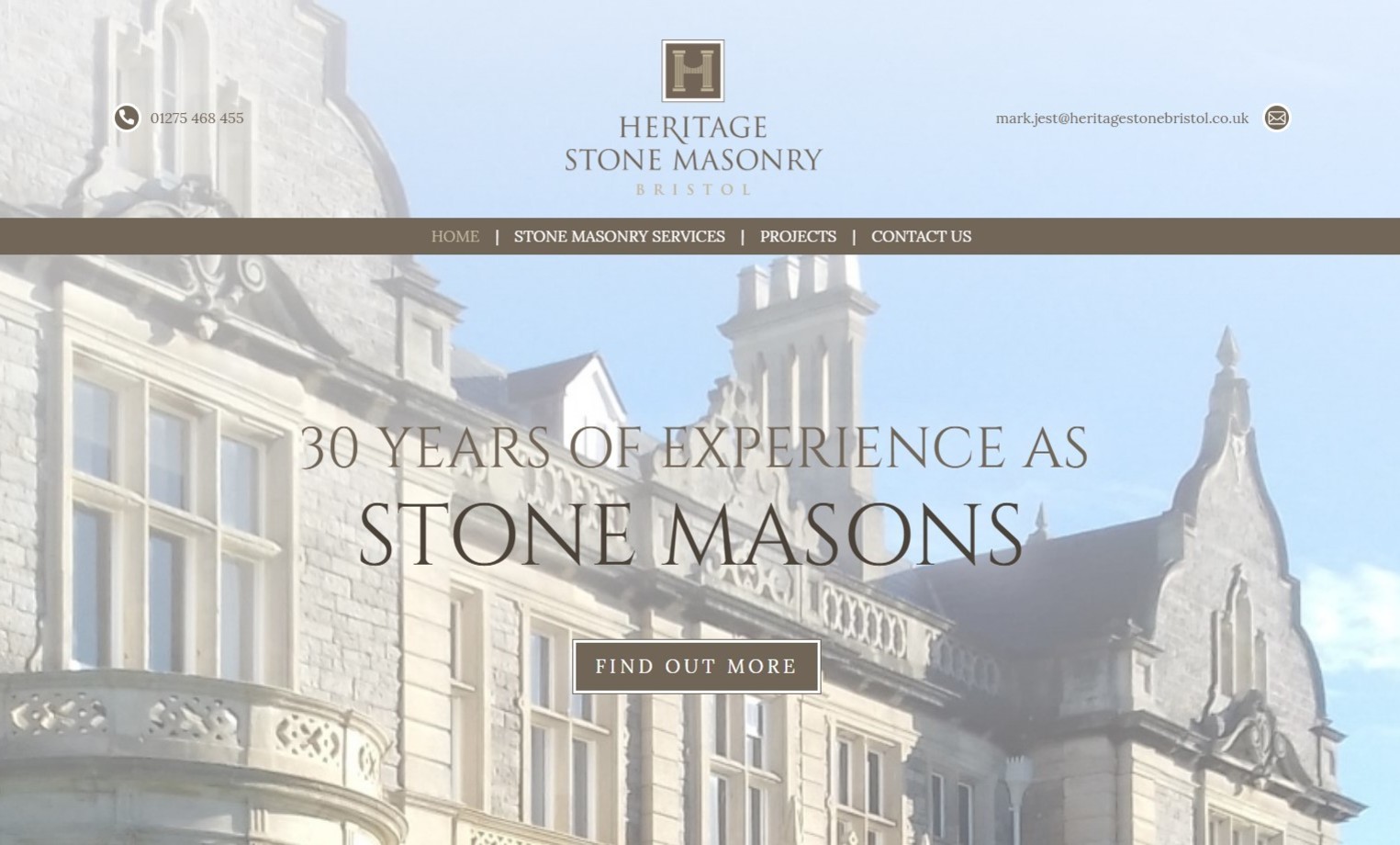Heritage Stone Masonry website after it'seeze had redesigned
