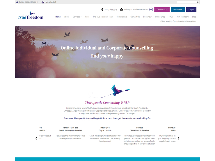 A website design for a counselling company