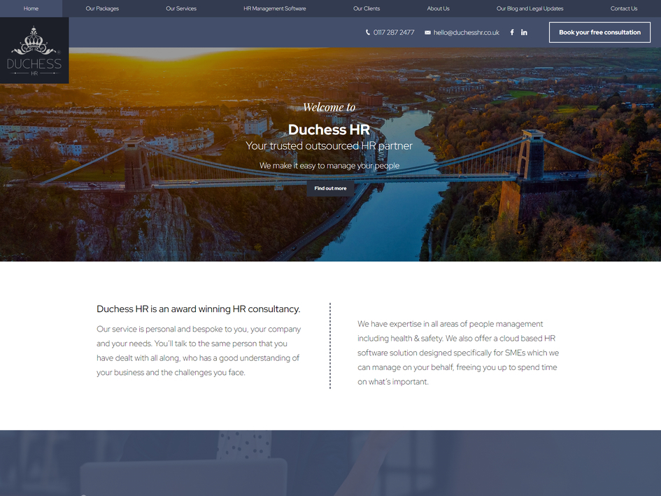 A screenshot of a new responsive website design in Weston Super Mare