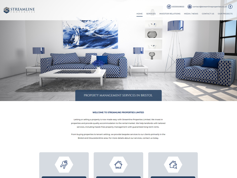A website design for a property management company in Bristol