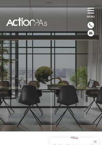 Action PAs website shown on a mobile phone