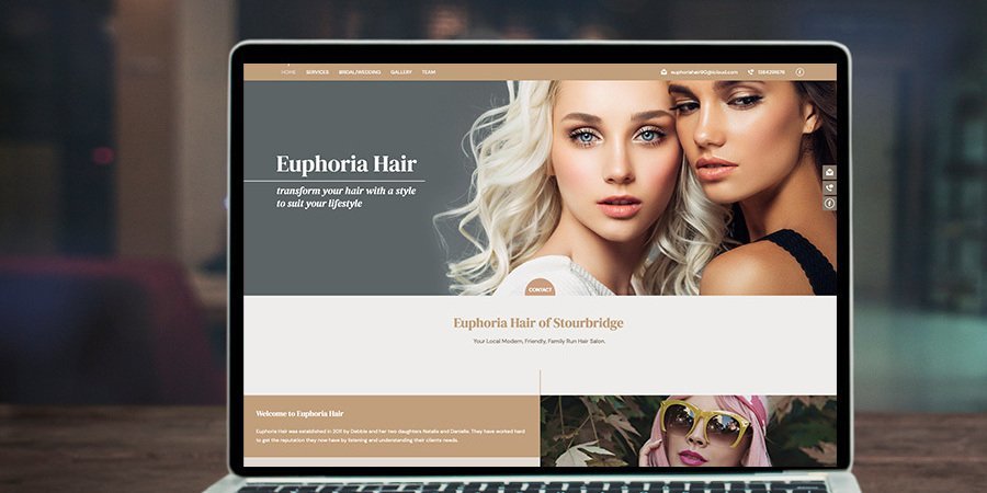 Euphoria hair website shown on a laptop
