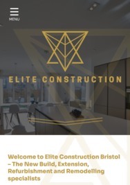 A website design for Elite Construction shown on a mobile screen size