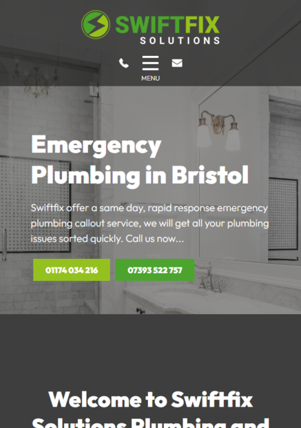 A screenshot of a responsive website by it'seeze Bristol for Swift Fix Solutions