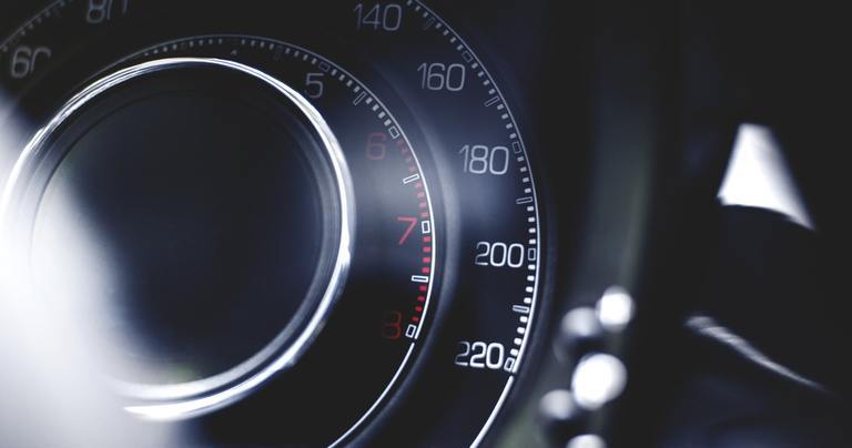 A speedometer in a car